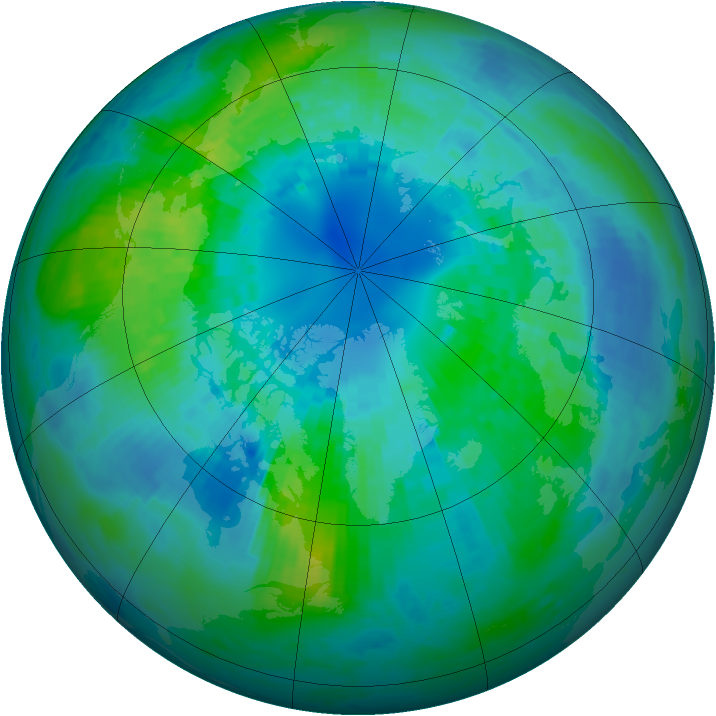 Arctic ozone map for 07 October 2004